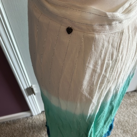 Z and L wrap skirt swim suit cover green ombre white silver stripe size medium - Picture 5 of 8